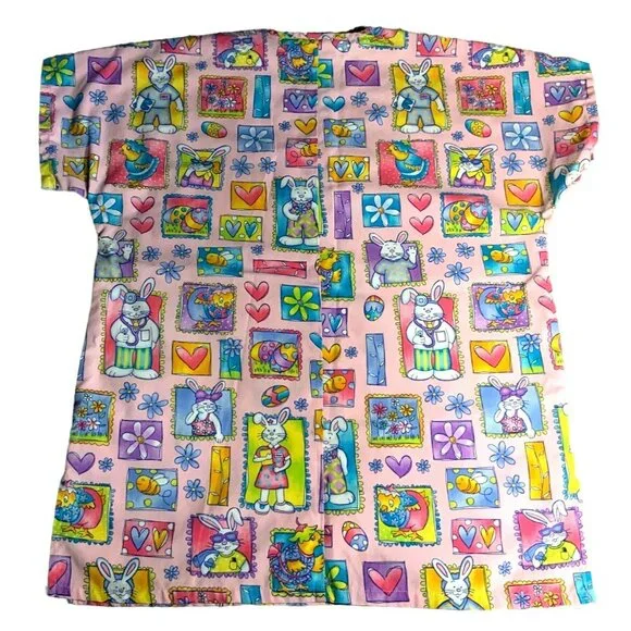 Easter Nurse Scrub Top Medical Nurse Uniform Size small - Picture 4 of 10
